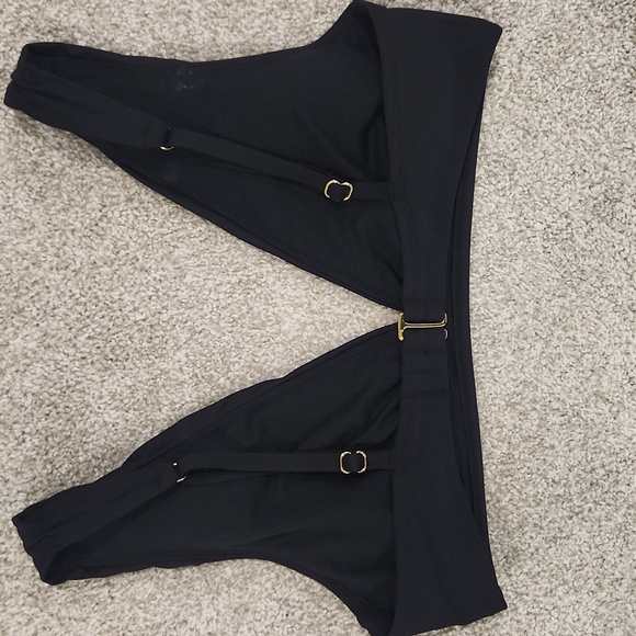 Black Deep V-Neck Swim Top - Picture 2 of 5